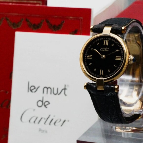 Cartier Must Vendome Black Dial Quartz Women's Watch With Full Box - Picture 3 of 9